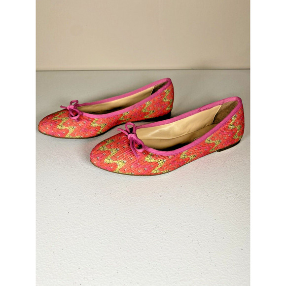 ALI MCGRAW Pink Green Recycled Plastic Ballet Flats Slip On Shoes Bow Size 6.5‎ - Picture 6 of 8